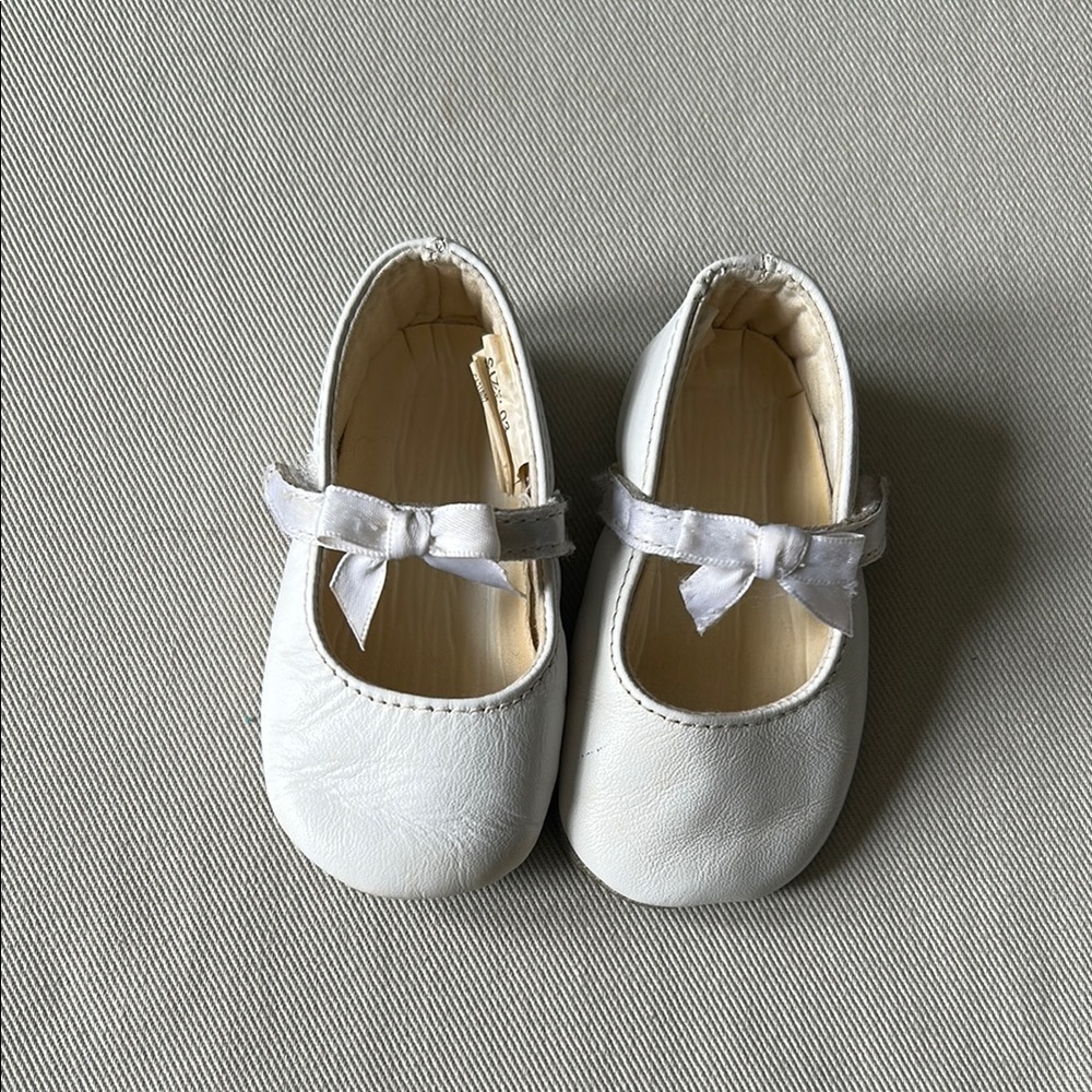 White Bow Infant Ballet Shoes